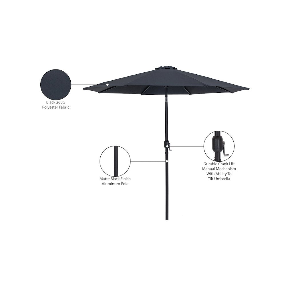 Fiji Black Fabric Patio Umbrellas