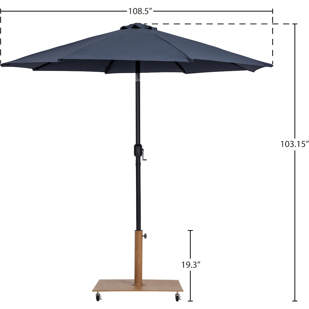 Fiji Grey Fabric / Teak Aluminum Patio Umbrella with Base Sets