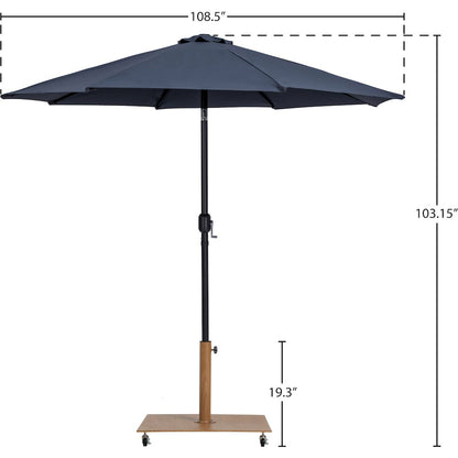 Fiji Grey Fabric / Teak Aluminum Patio Umbrella with Base Sets