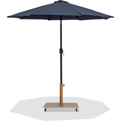 Fiji Grey Fabric / Teak Aluminum Patio Umbrella with Base Sets
