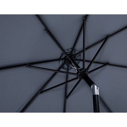 Fiji Grey Fabric / Teak Aluminum Patio Umbrella with Base Sets