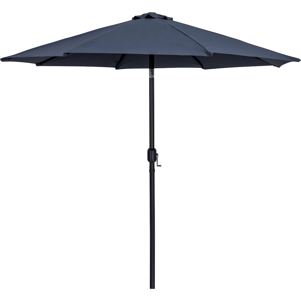 Fiji Grey Fabric / Teak Aluminum Patio Umbrella with Base Sets