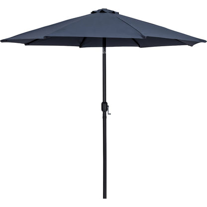 Fiji Grey Fabric / Teak Aluminum Patio Umbrella with Base Sets