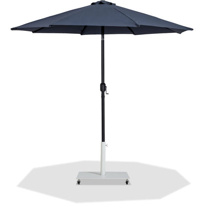 Fiji Grey Fabric / Matte White Aluminum Patio Umbrella with Base Sets