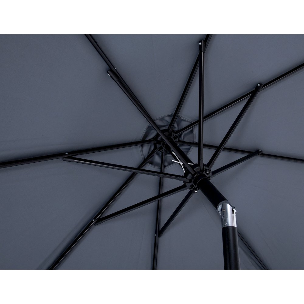 Fiji Grey Fabric / Matte White Aluminum Patio Umbrella with Base Sets