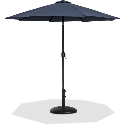 Fiji Grey Fabric / Matte Black Aluminum Patio Umbrella with Base Sets