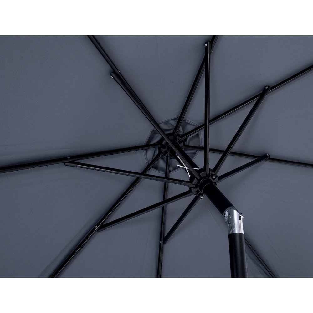 Fiji Grey Fabric / Matte Black Aluminum Patio Umbrella with Base Sets