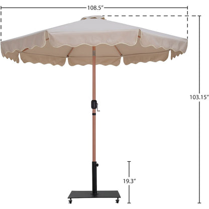Amalfi Beige With Cream Piping / Matte Black Metal Patio Umbrella with Base Sets