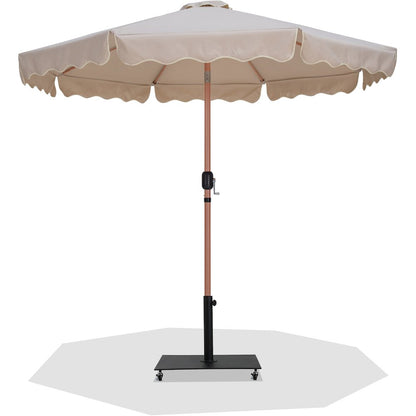 Amalfi Beige With Cream Piping / Matte Black Metal Patio Umbrella with Base Sets