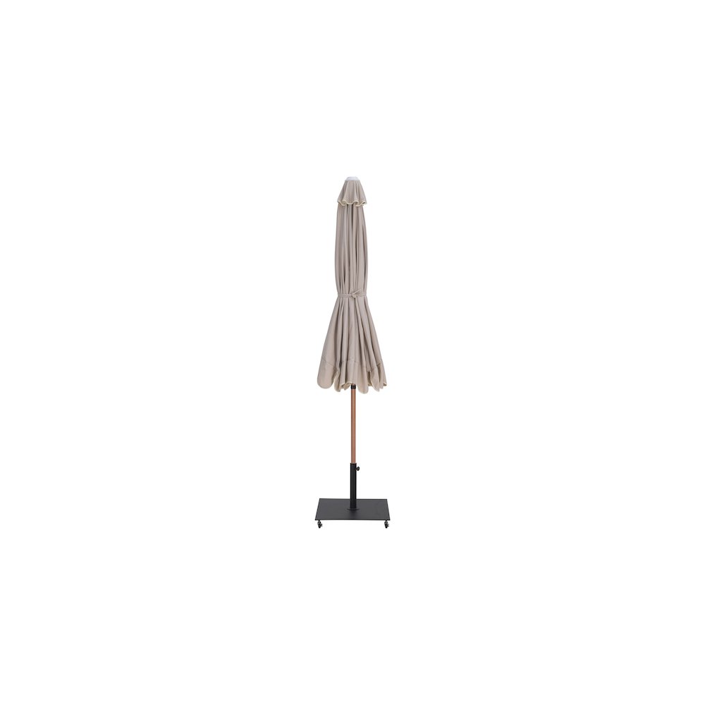 Amalfi Beige With Cream Piping / Matte Black Metal Patio Umbrella with Base Sets