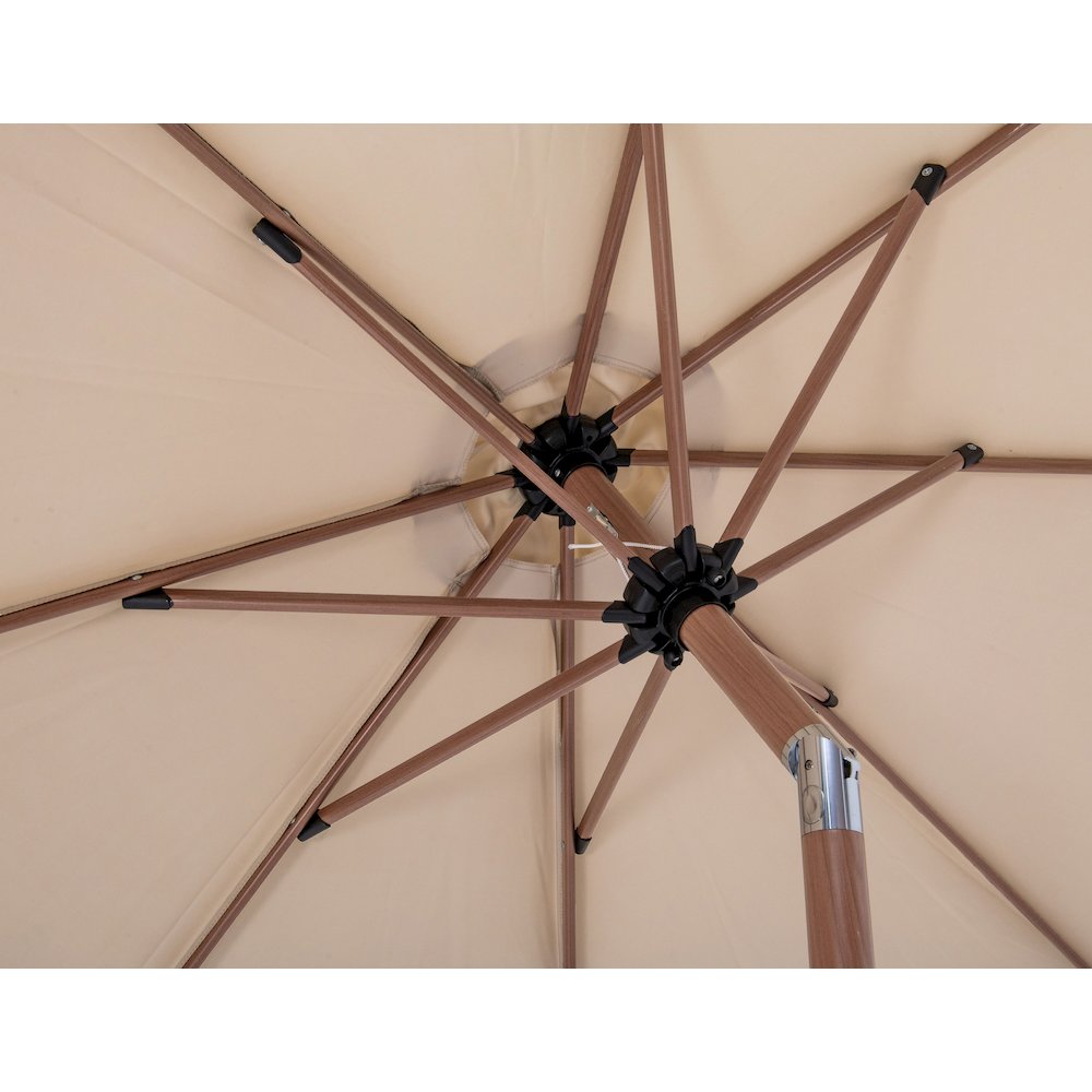 Amalfi Beige With Cream Piping / Matte Black Metal Patio Umbrella with Base Sets