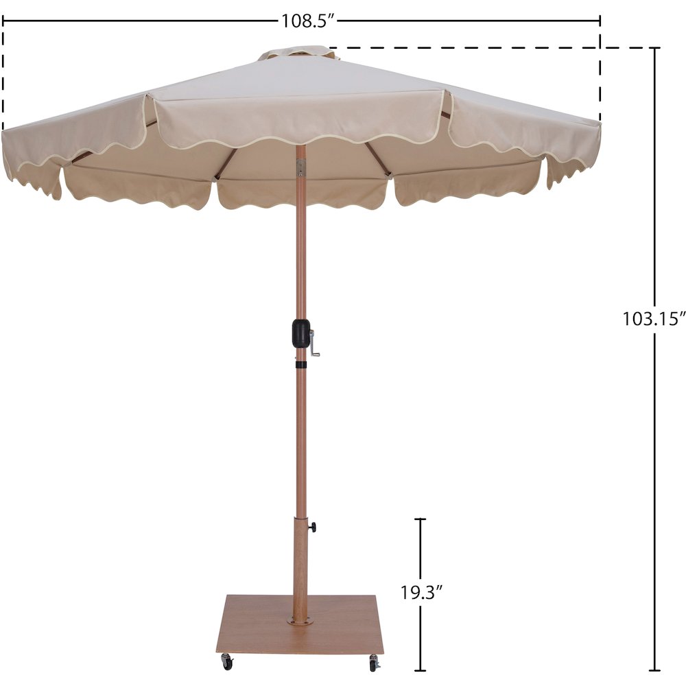 Amalfi Beige With Cream Piping / Teak Metal Patio Umbrella with Base Sets