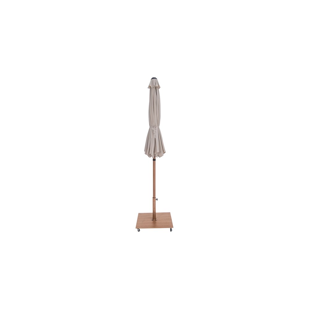 Amalfi Beige With Cream Piping / Teak Metal Patio Umbrella with Base Sets