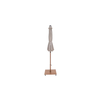 Amalfi Beige With Cream Piping / Teak Metal Patio Umbrella with Base Sets