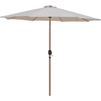 Amalfi Beige With Cream Piping / Teak Metal Patio Umbrella with Base Sets