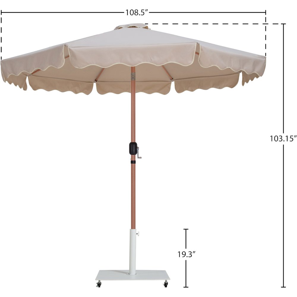 Amalfi Beige With Cream Piping / Matte White Metal Patio Umbrella with Base Sets