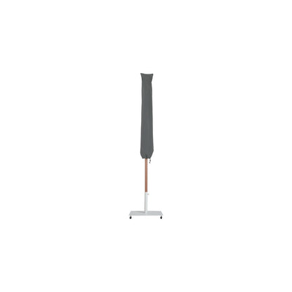 Amalfi Beige With Cream Piping / Matte White Metal Patio Umbrella with Base Sets