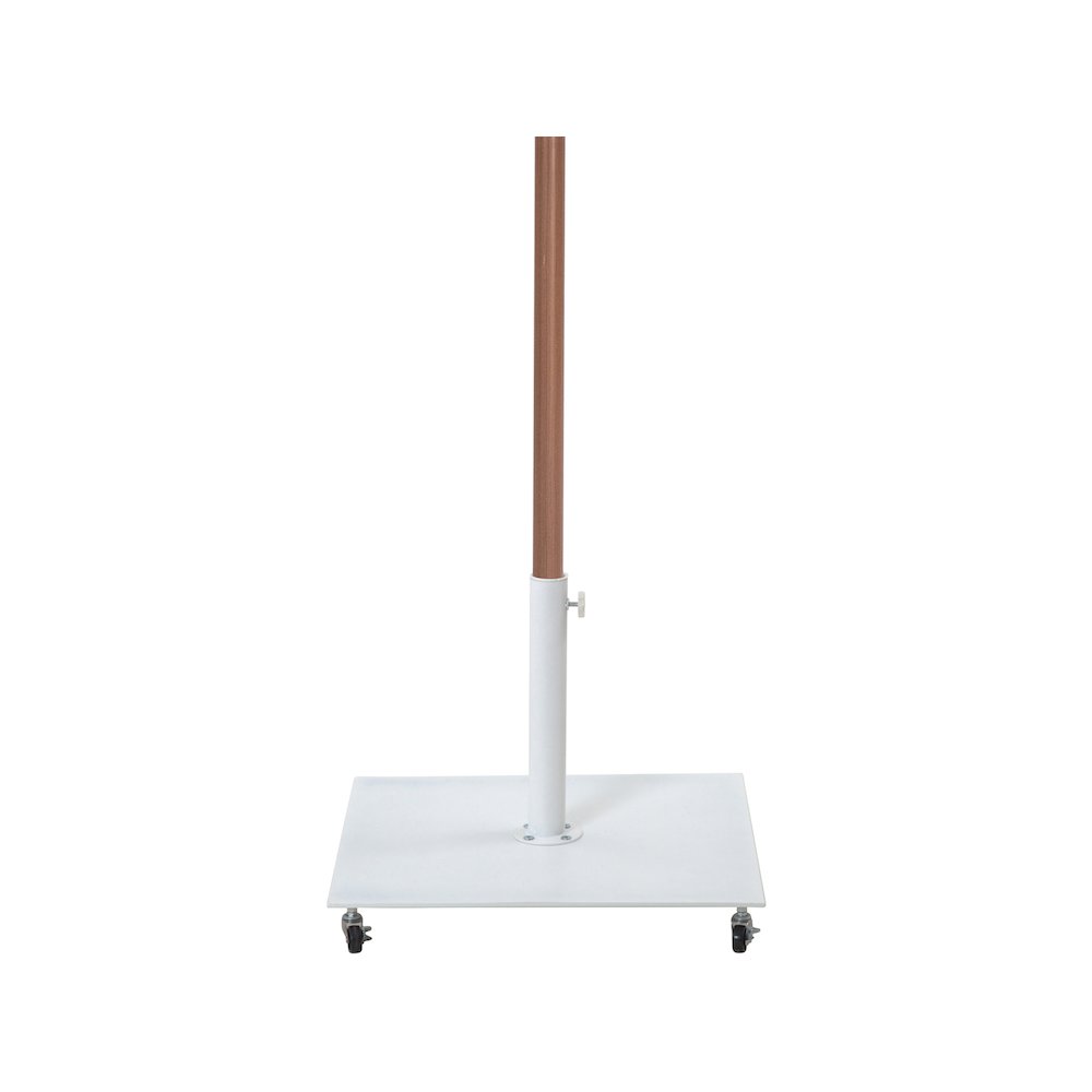 Amalfi Beige With Cream Piping / Matte White Metal Patio Umbrella with Base Sets