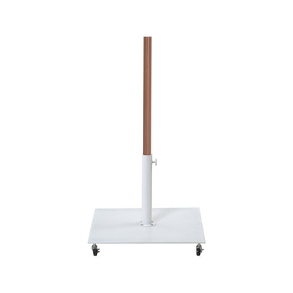 Amalfi Beige With Cream Piping / Matte White Metal Patio Umbrella with Base Sets
