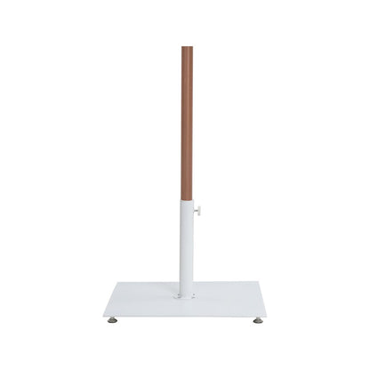 Amalfi Beige With Cream Piping / Matte White Metal Patio Umbrella with Base Sets