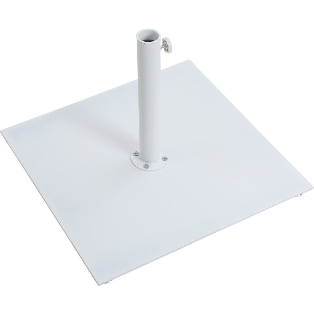 Amalfi Beige With Cream Piping / Matte White Metal Patio Umbrella with Base Sets