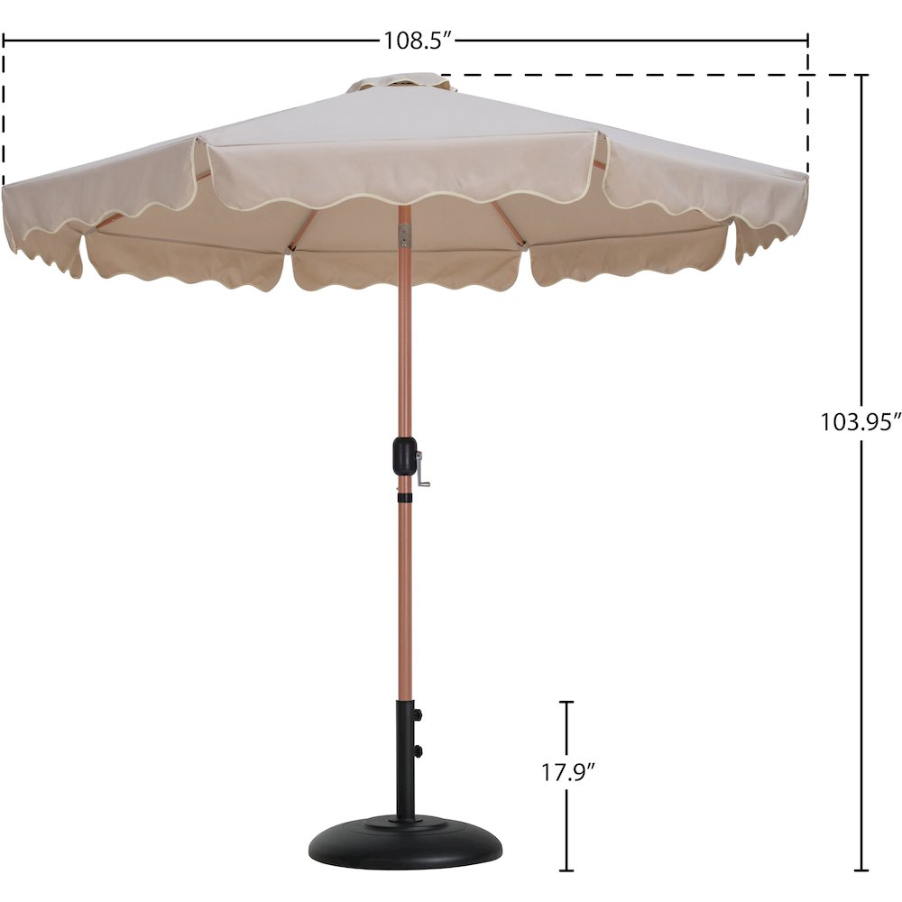 Amalfi Beige With Cream Piping / Matte Black Metal Patio Umbrella with Base Sets