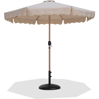Amalfi Beige With Cream Piping / Matte Black Metal Patio Umbrella with Base Sets
