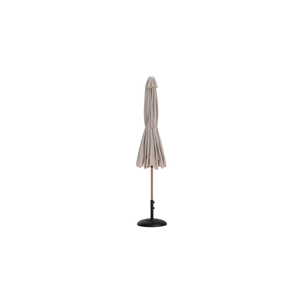 Amalfi Beige With Cream Piping / Matte Black Metal Patio Umbrella with Base Sets