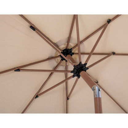 Amalfi Beige With Cream Piping / Matte Black Metal Patio Umbrella with Base Sets