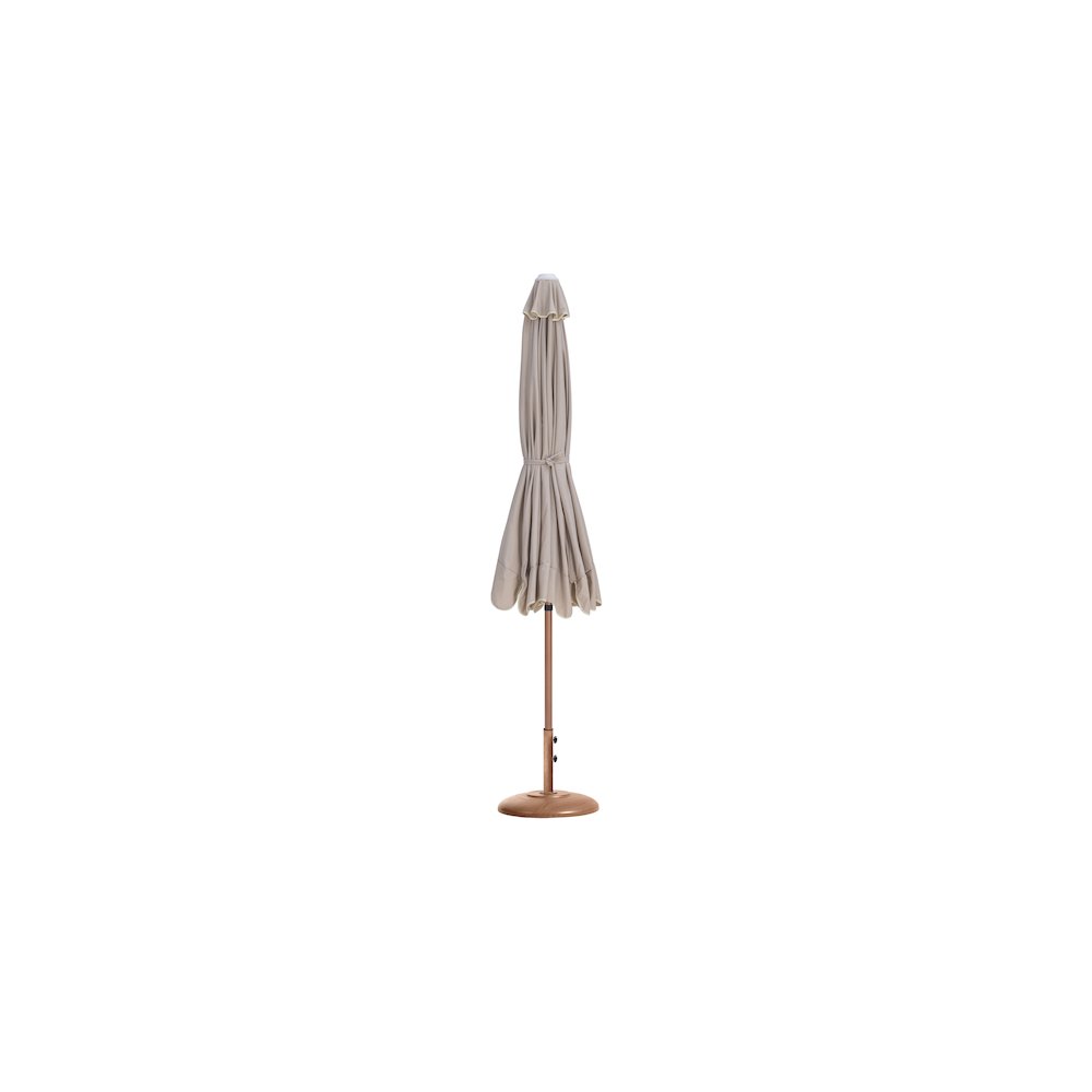 Amalfi Beige With Cream Piping / Teak Metal Patio Umbrella with Base Sets