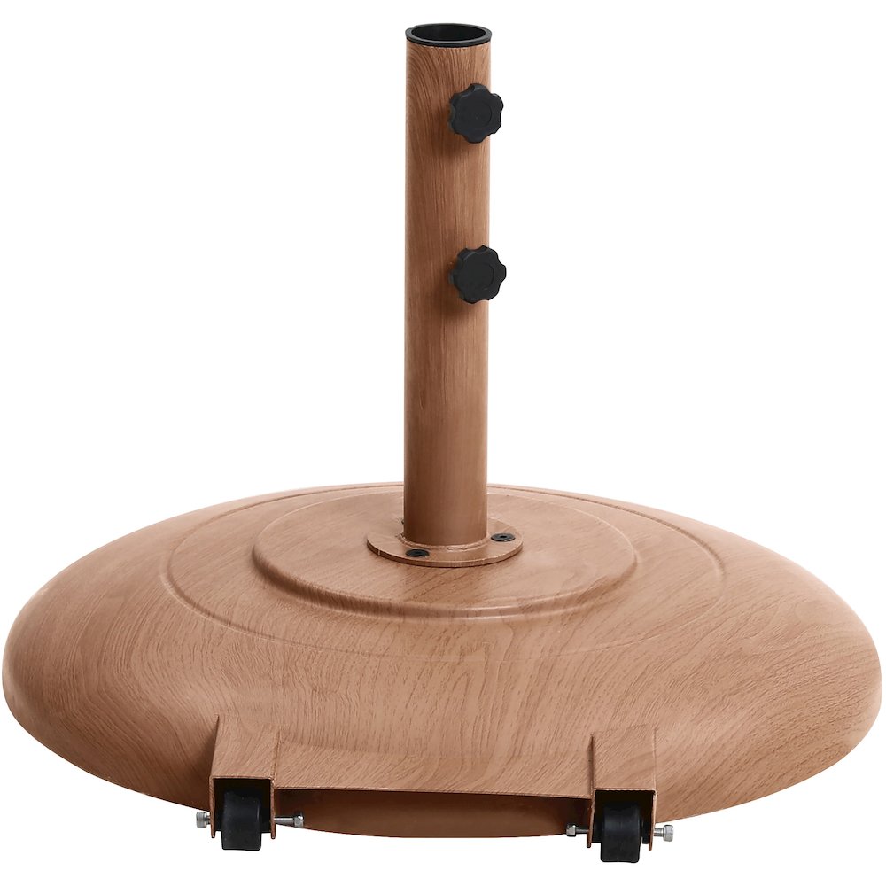 Amalfi Beige With Cream Piping / Teak Metal Patio Umbrella with Base Sets