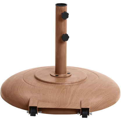 Amalfi Beige With Cream Piping / Teak Metal Patio Umbrella with Base Sets