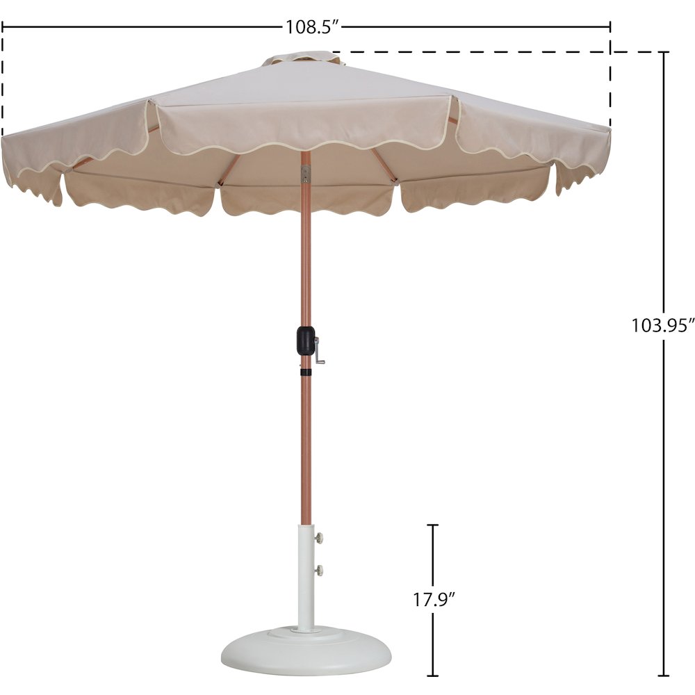 Amalfi Beige With Cream Piping / Matte White Metal Patio Umbrella with Base Sets