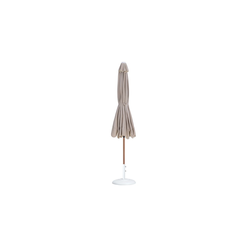 Amalfi Beige With Cream Piping / Matte White Metal Patio Umbrella with Base Sets