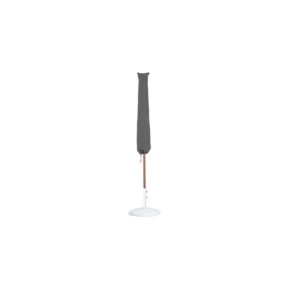 Amalfi Beige With Cream Piping / Matte White Metal Patio Umbrella with Base Sets