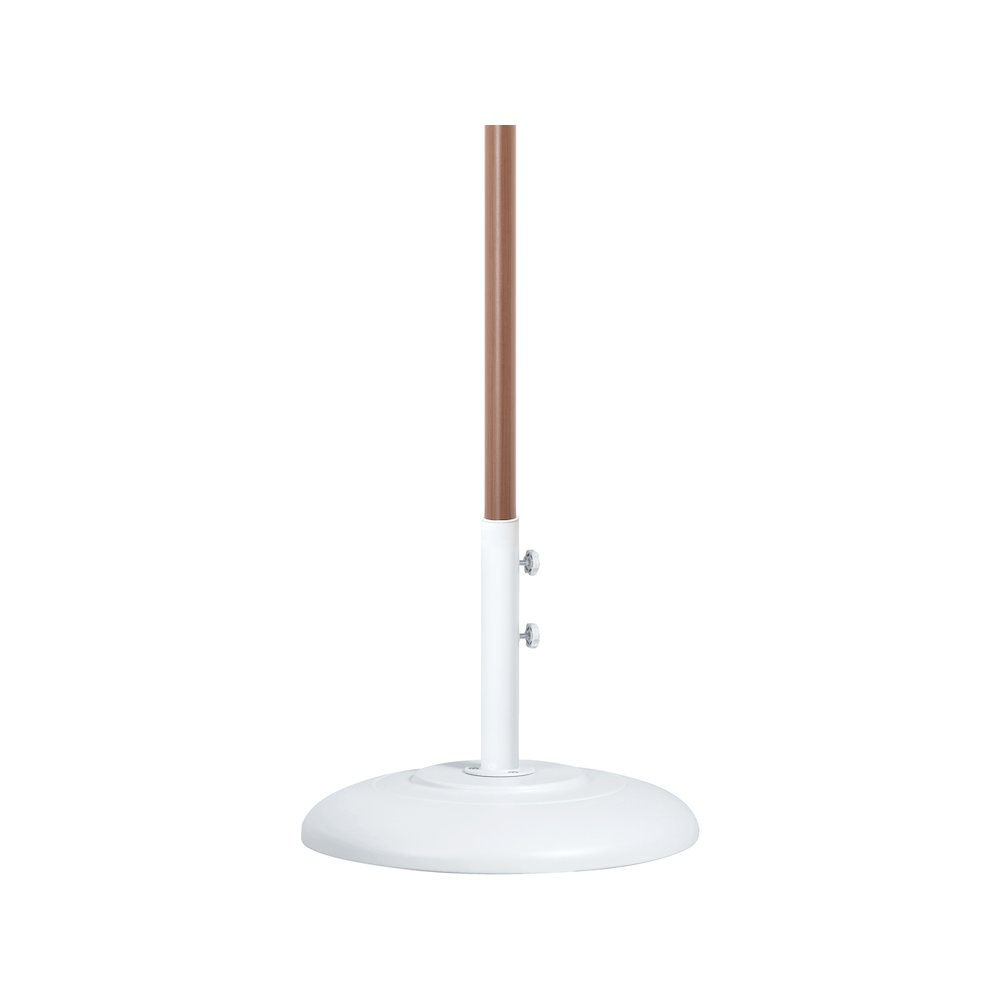Amalfi Beige With Cream Piping / Matte White Metal Patio Umbrella with Base Sets