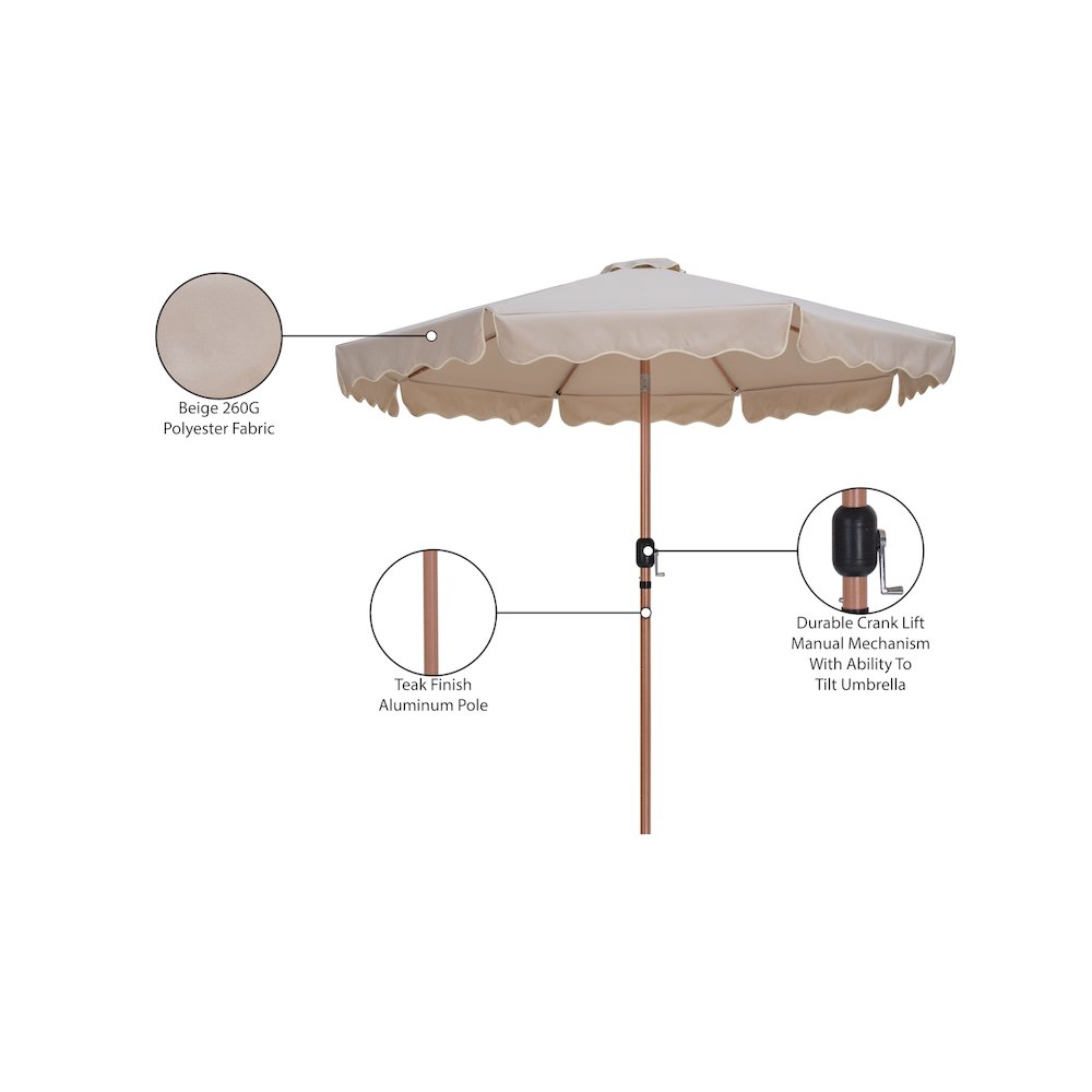 Amalfi Beige With Cream Piping Fabric Patio Umbrellas