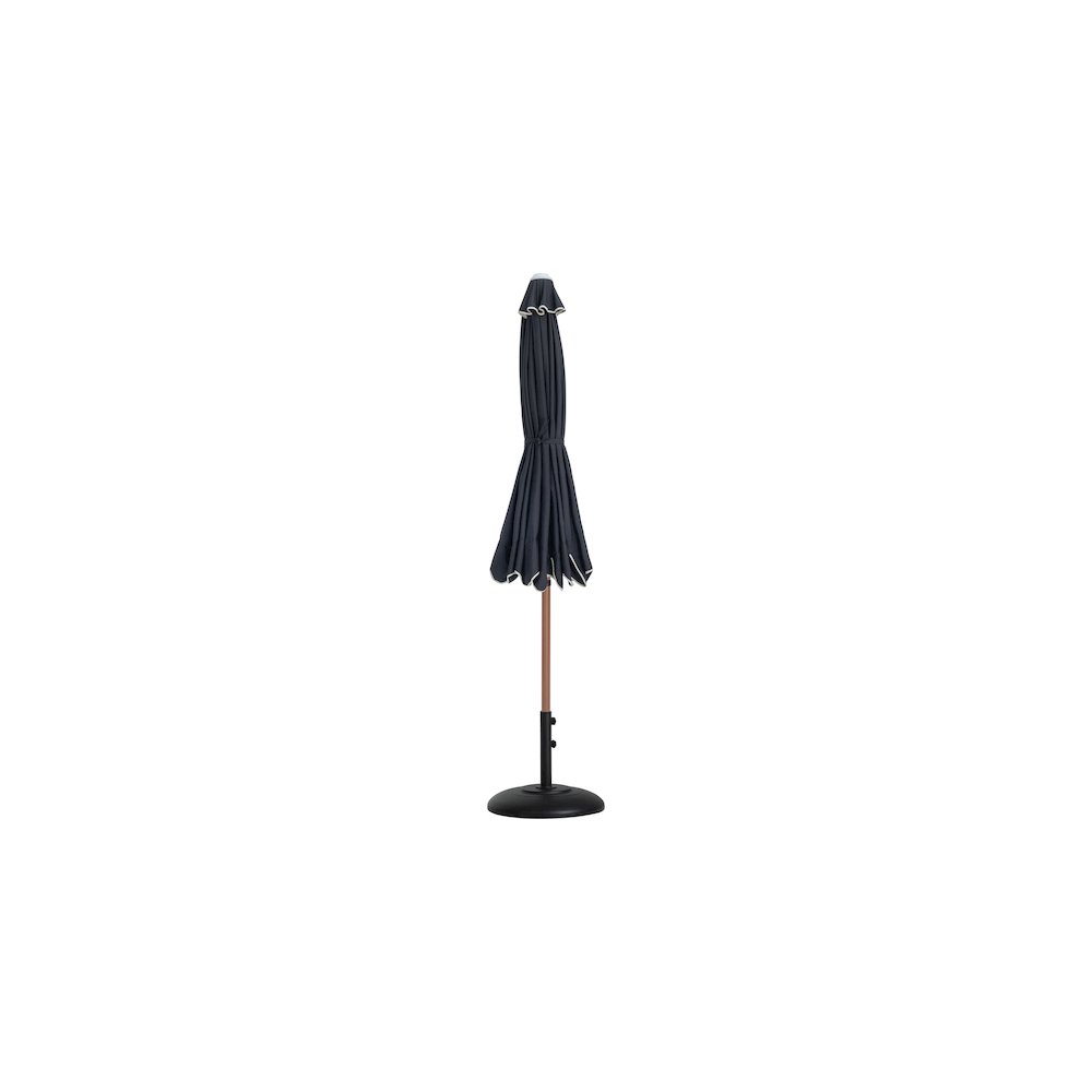 Amalfi Black With Cream Piping / Matte Black Metal Patio Umbrella with Base Sets