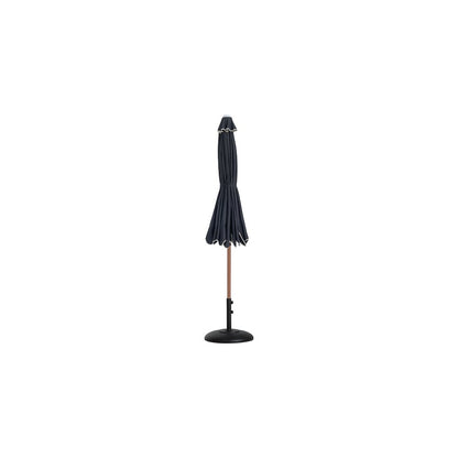 Amalfi Black With Cream Piping / Matte Black Metal Patio Umbrella with Base Sets