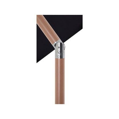 Amalfi Black With Cream Piping / Matte Black Metal Patio Umbrella with Base Sets