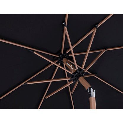 Amalfi Black With Cream Piping / Matte Black Metal Patio Umbrella with Base Sets
