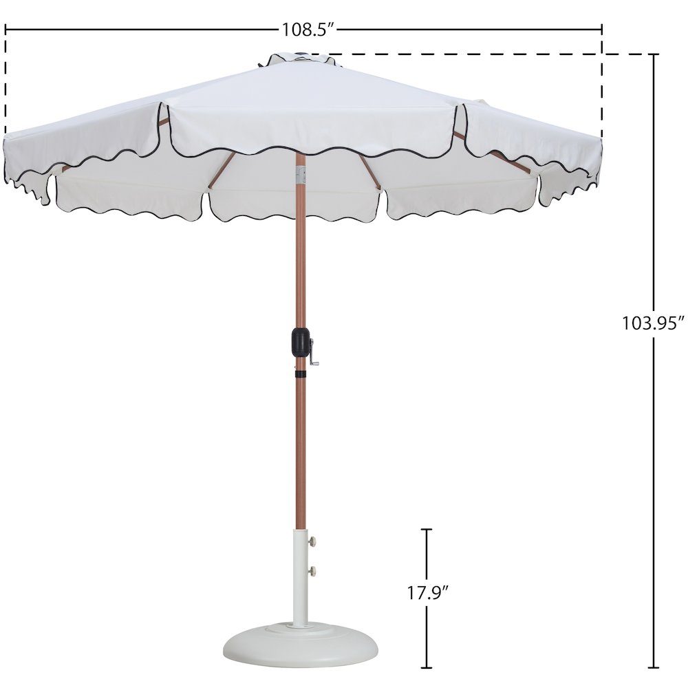 Amalfi White With Black Piping / Matte White Metal Patio Umbrella with Base Sets