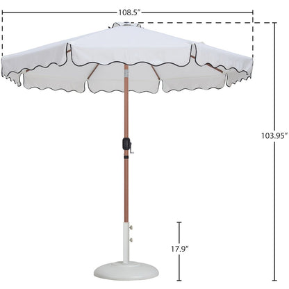 Amalfi White With Black Piping / Matte White Metal Patio Umbrella with Base Sets