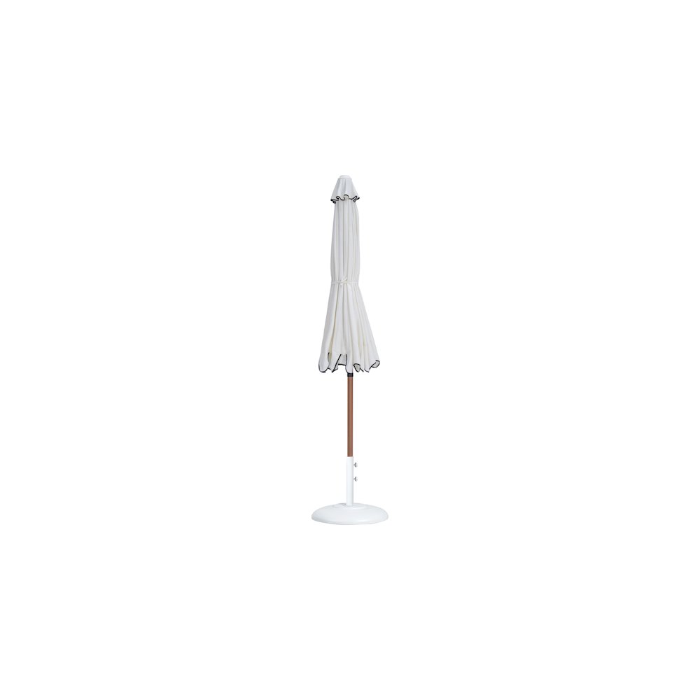 Amalfi White With Black Piping / Matte White Metal Patio Umbrella with Base Sets