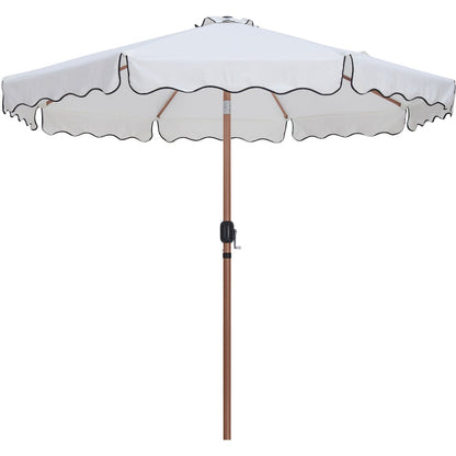 Amalfi White With Black Piping / Matte White Metal Patio Umbrella with Base Sets