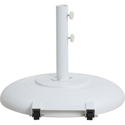 Amalfi White With Black Piping / Matte White Metal Patio Umbrella with Base Sets