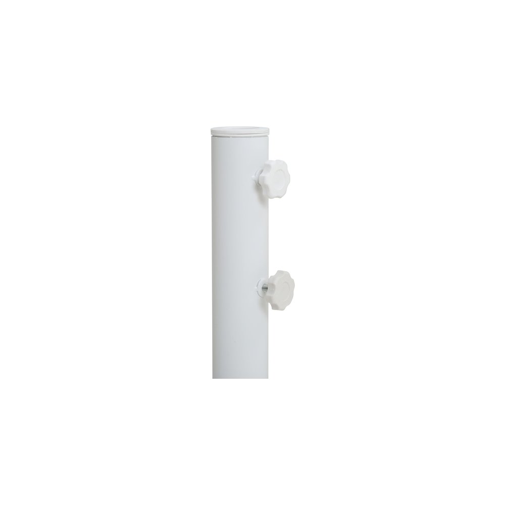 Amalfi White With Black Piping / Matte White Metal Patio Umbrella with Base Sets