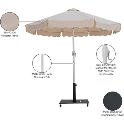Amalfi Beige With Cream Piping / Matte Black Metal Patio Umbrella with Base Sets