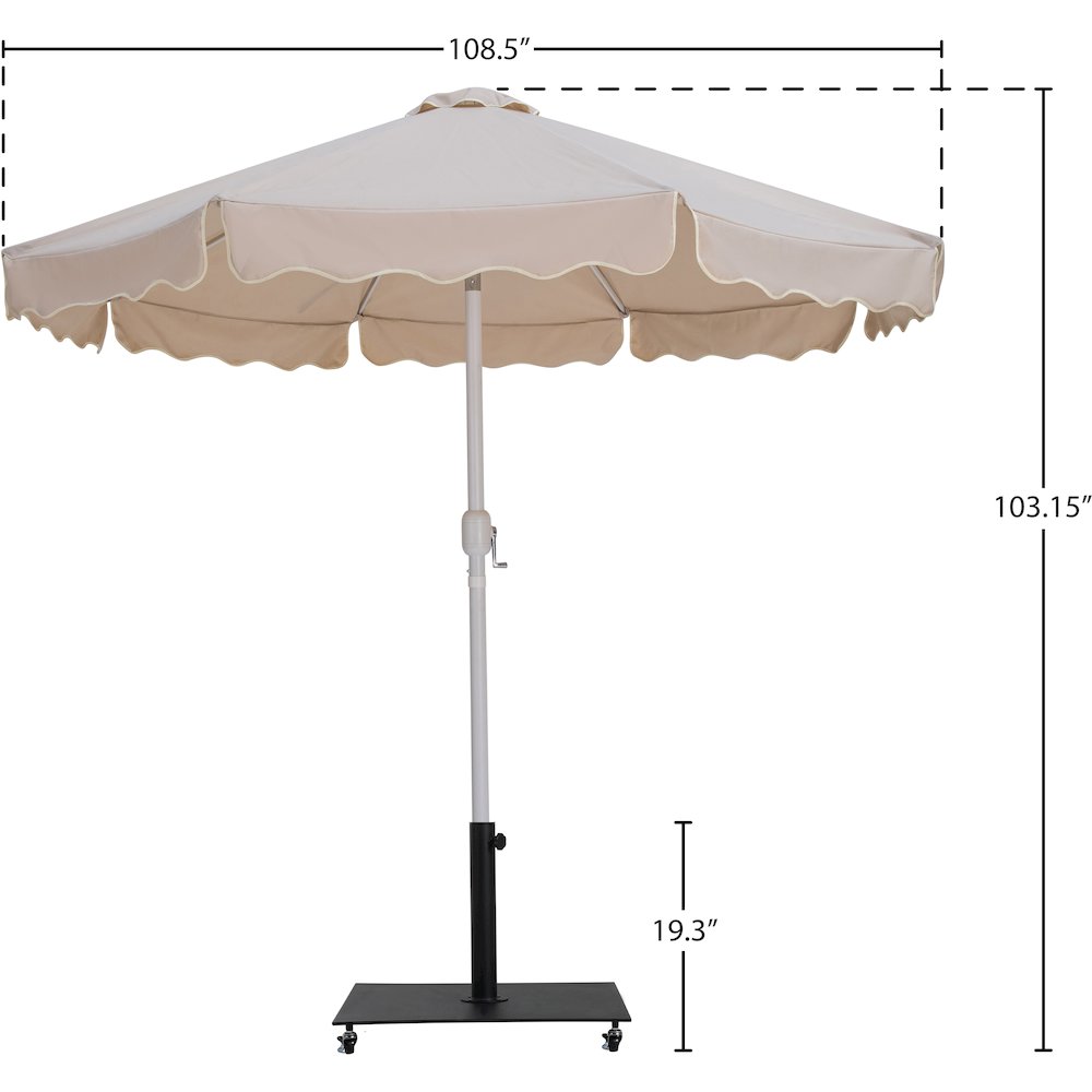 Amalfi Beige With Cream Piping / Matte Black Metal Patio Umbrella with Base Sets