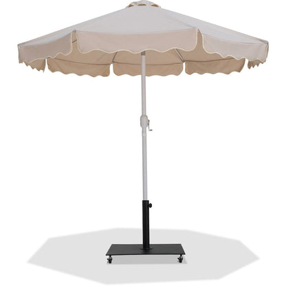 Amalfi Beige With Cream Piping / Matte Black Metal Patio Umbrella with Base Sets
